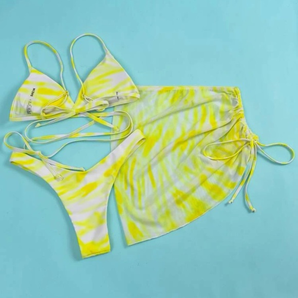 SHEIN Swim Shein Yellow Swim Suit 3 Piece Poshmark